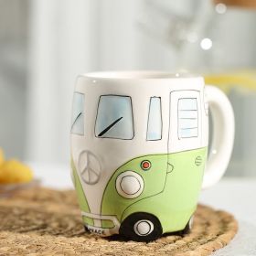 Creative Ceramic Bus Cup Interesting Milk Coffee Mug (capacity: 301-400ml, Color: Green)